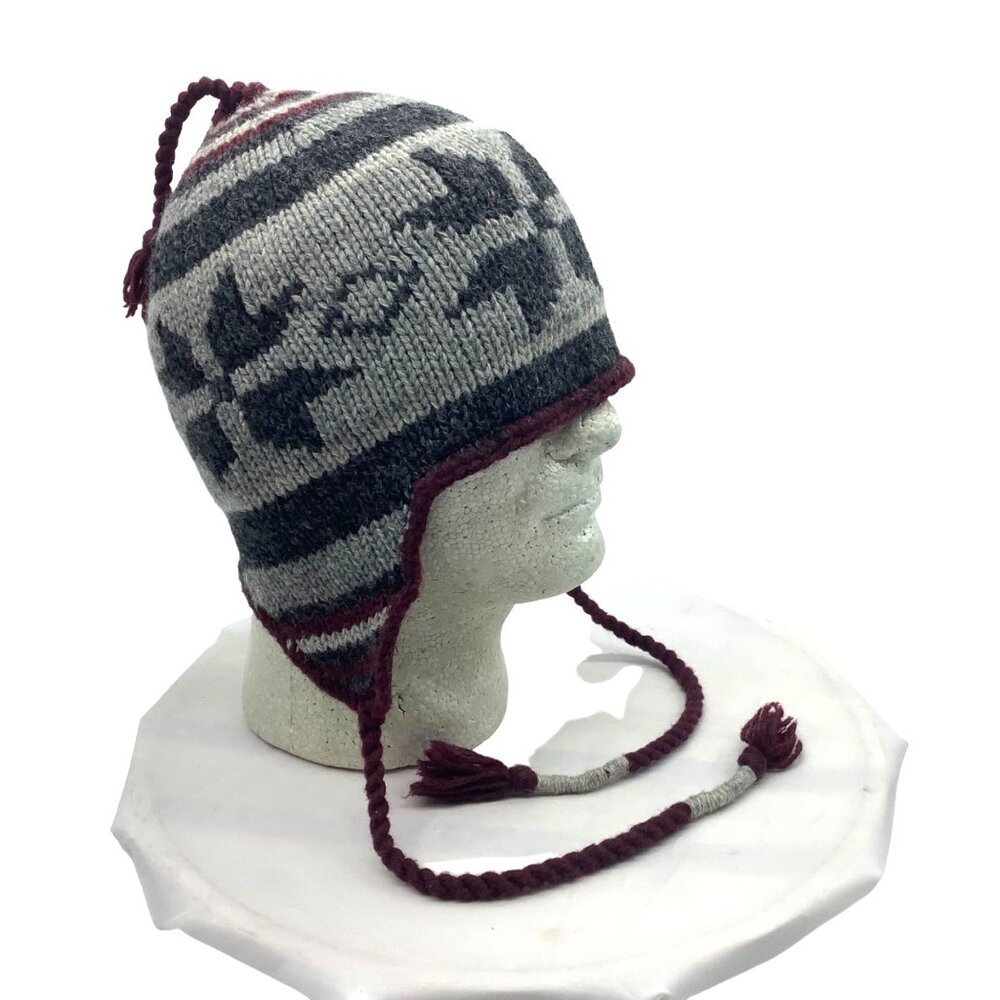 Wool Blend Knit Earflap‎ Peruvian Hat Beanie Cap Adult OS Gray Winter Target